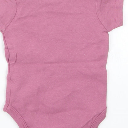 Brand and care label for Chick Pea girls’ purple babygrow one-piece, size 3-6, months