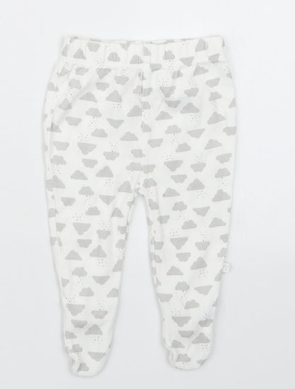 Additional front view of Primark Baby White Geometric Capri Trousers, size 0-3, Months