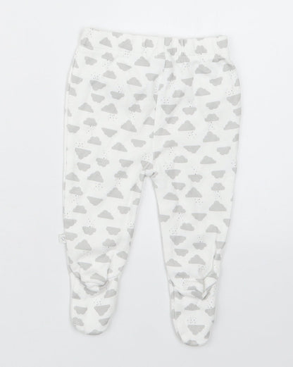 Back view of Primark Baby White Geometric Capri Trousers, size 0-3, Months