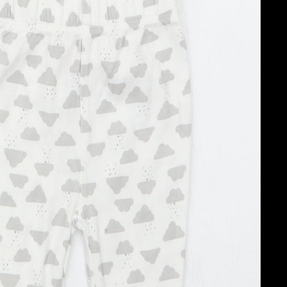 Close-up detail of Primark Baby White Geometric Capri Trousers, size 0-3, Months