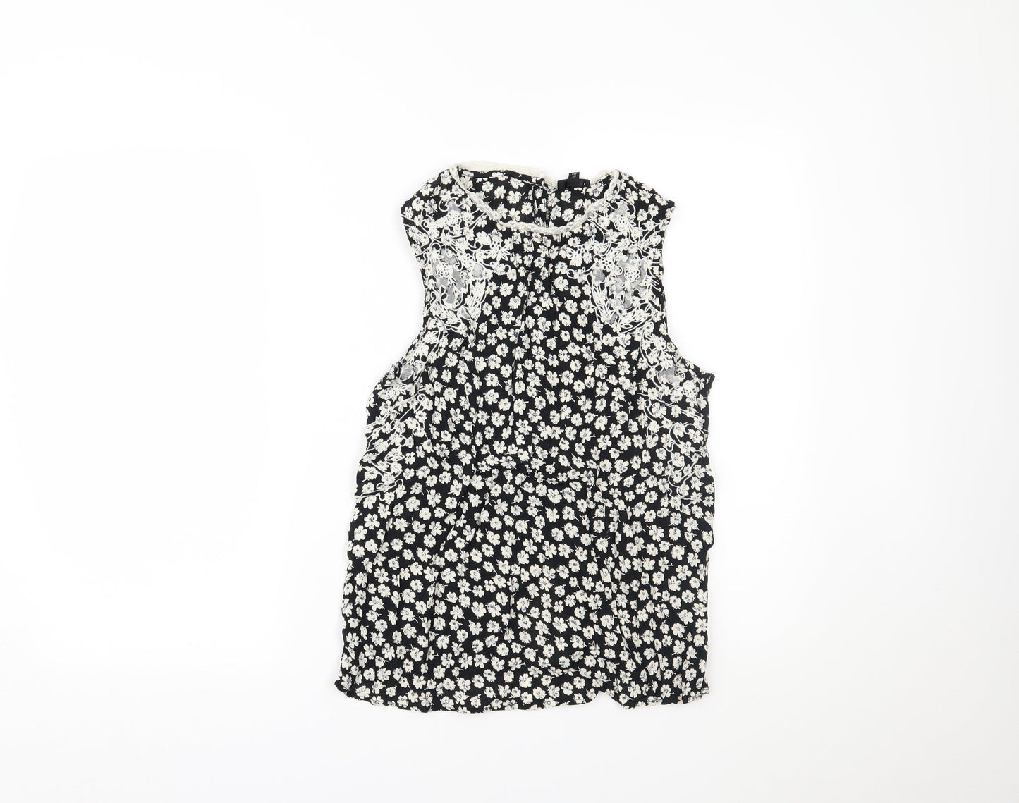 River Island Womens Black Floral  Basic Tank Size 10
