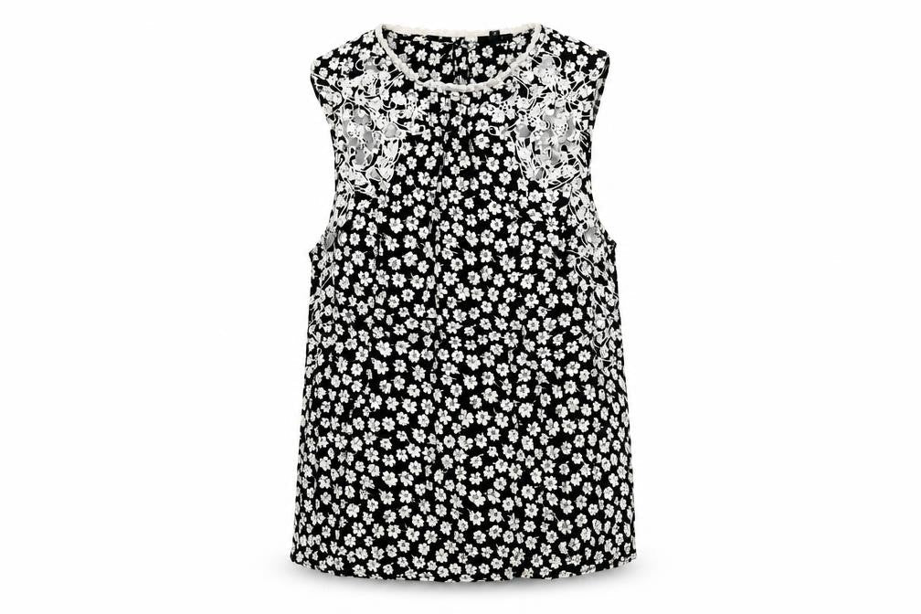 River Island Womens Black Floral  Basic Tank Size 10