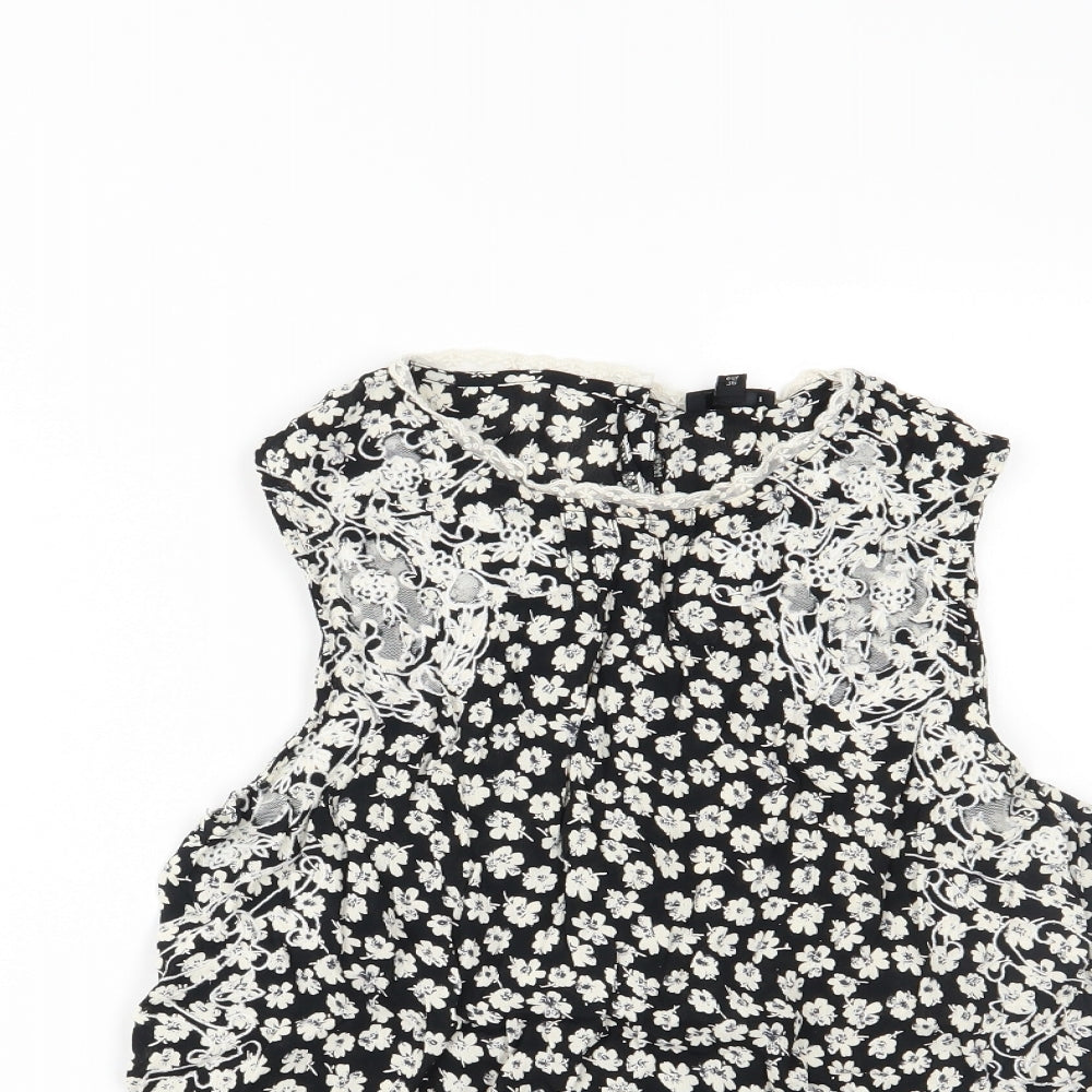 River Island Womens Black Floral  Basic Tank Size 10