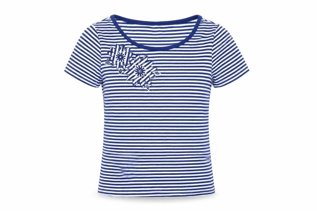 Bonmarché Womens Blue Striped Basic T-Shirt Size S