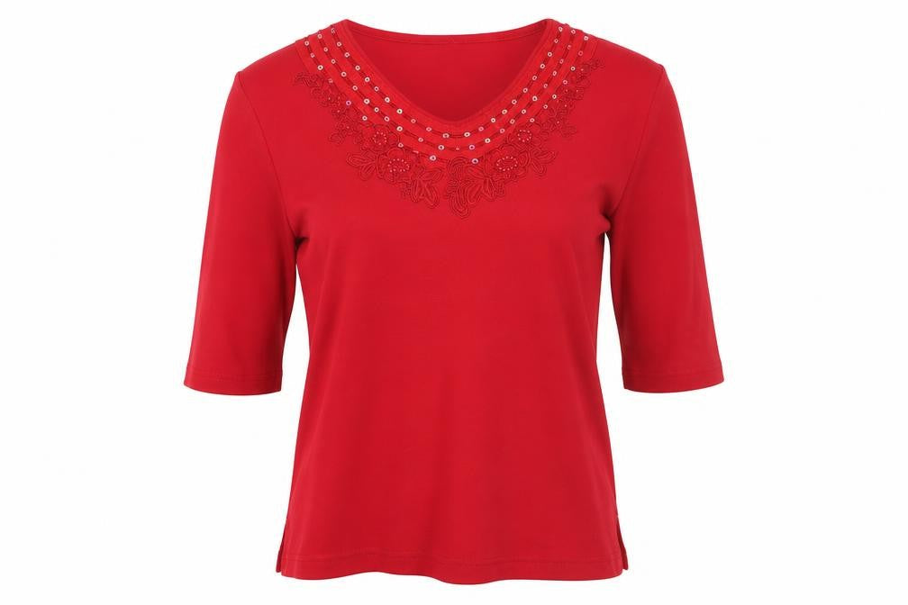 Amoretti Womens Red   Basic T-Shirt Size M