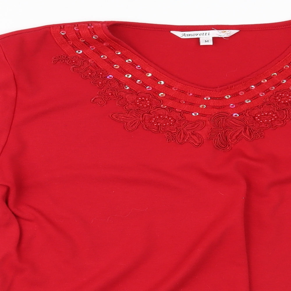 Amoretti Womens Red   Basic T-Shirt Size M