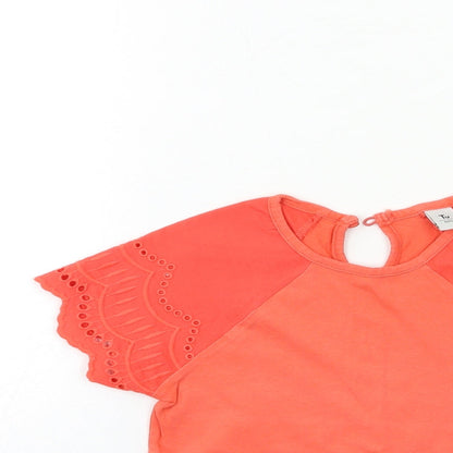 Close-up detail of Tu girls’ orange basic t-shirt, size 6, years