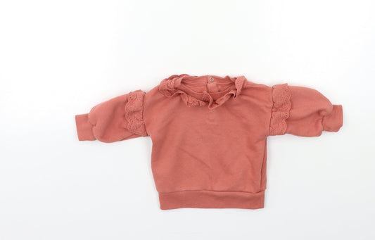 Primark Baby Pink   Pullover Jumper Size 3-6 Months  - frill