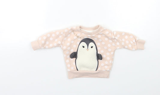Primark Baby Pink Polka Dot  Pullover Jumper Size 0-3 Months  - PENGUIN
