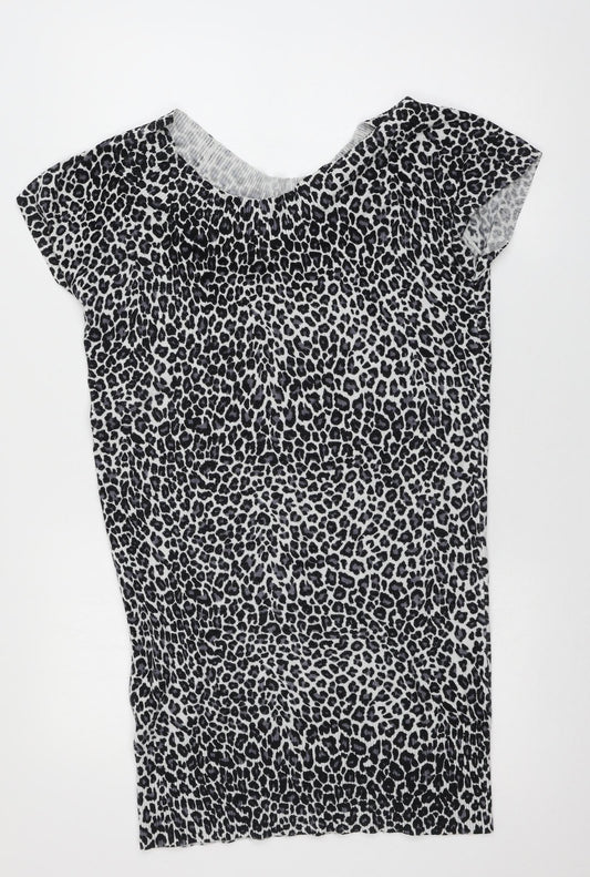 Papaya Womens Grey Animal Print Knit Pullover Jumper Size 16