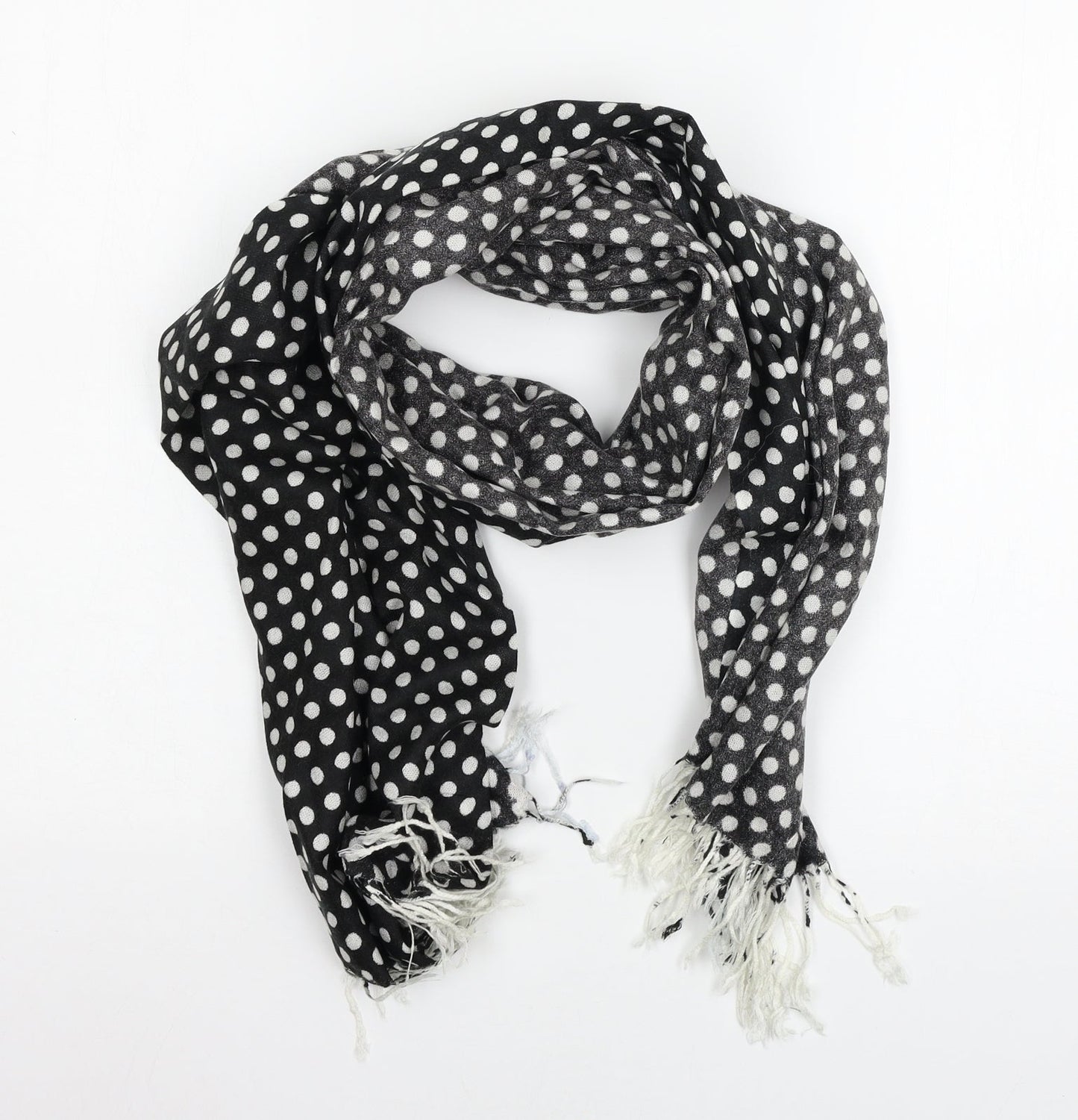 Preworn Womens Black Polka Dot Knit  Scarf