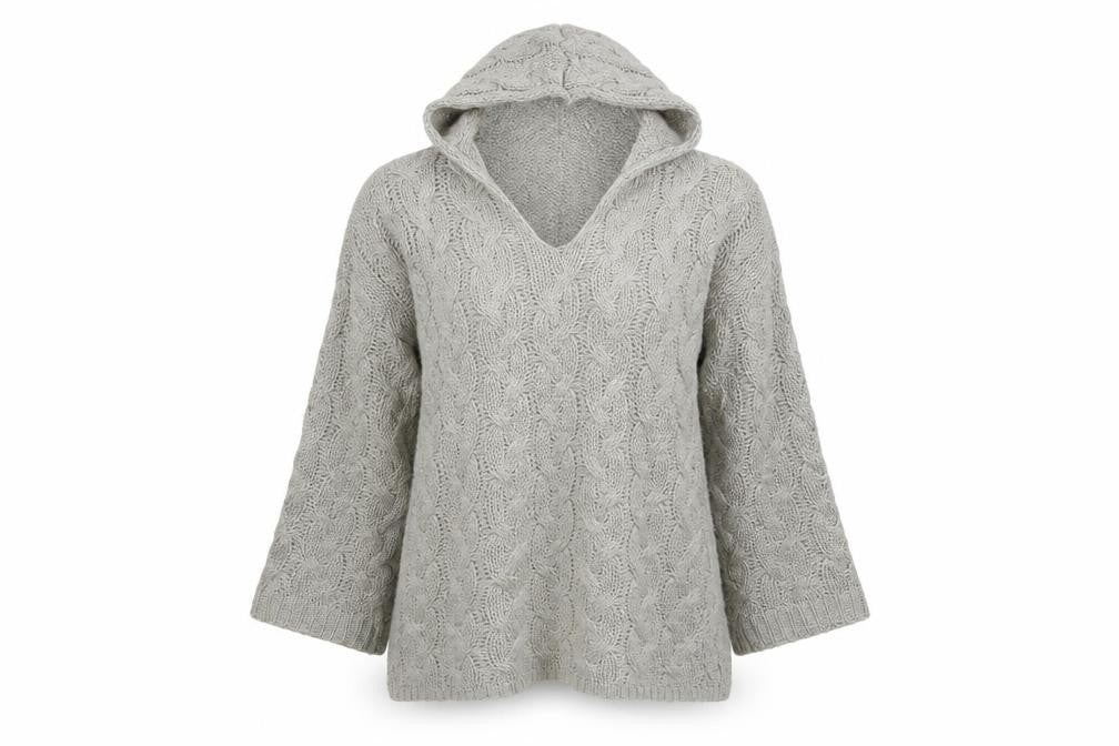 Preworn Womens Grey  Knit Pullover Hoodie Size L