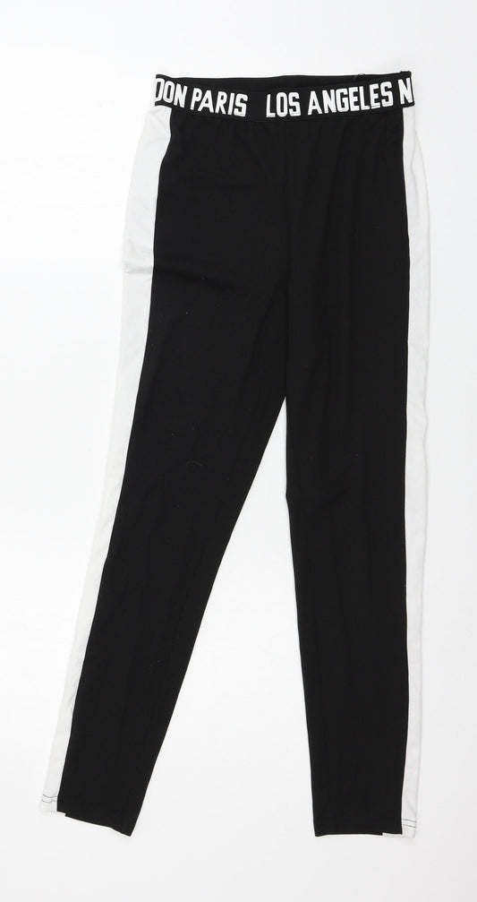 SheIn Womens Black Striped Jersey Capri Leggings Size S L26 in