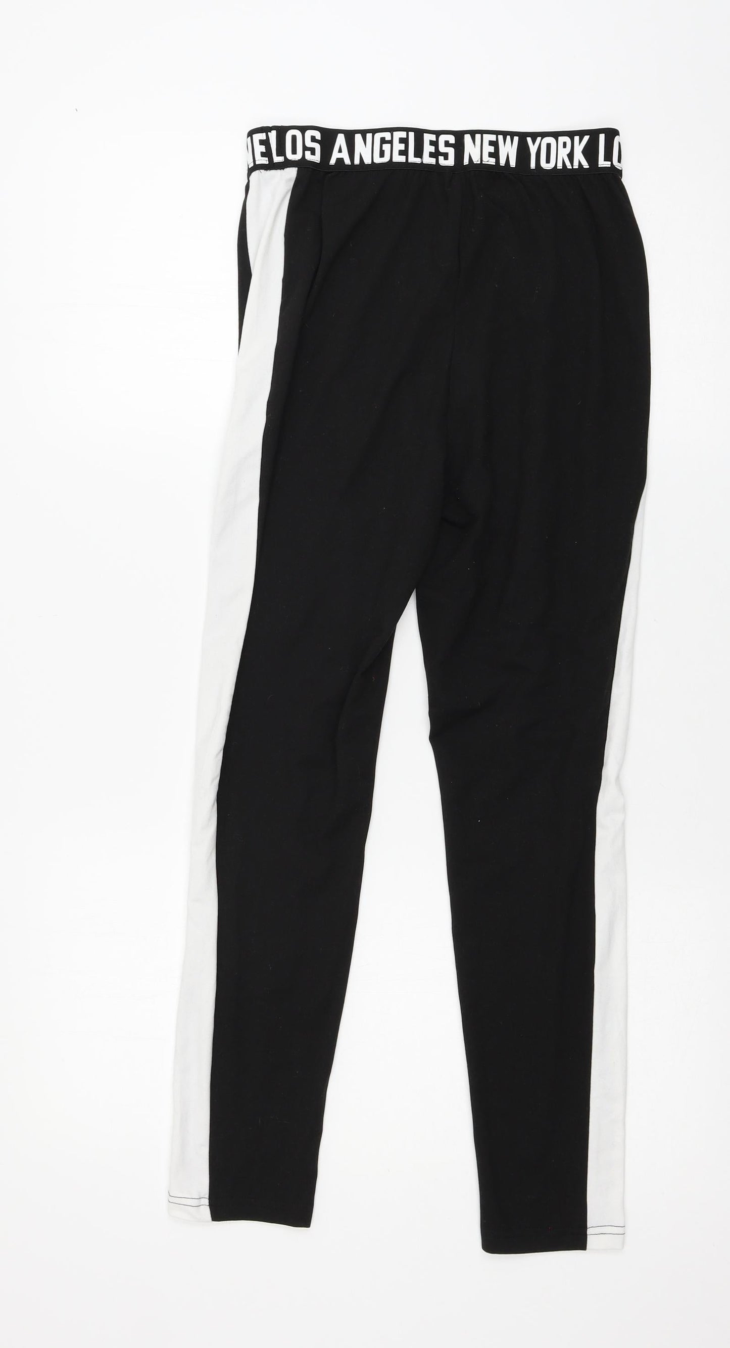 SheIn Womens Black Striped Jersey Capri Leggings Size S L26 in