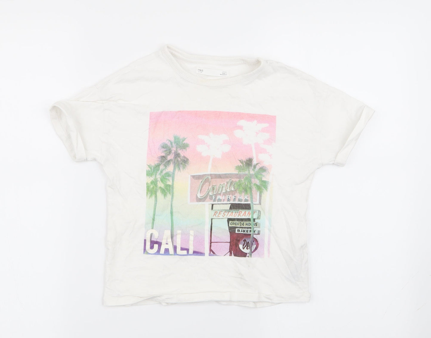 M&S Girls White   Basic T-Shirt Size 7-8 Years