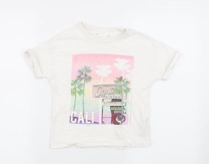 Additional front view of Marks & Spencer girls’ white basic t-shirt, size 7-8, years