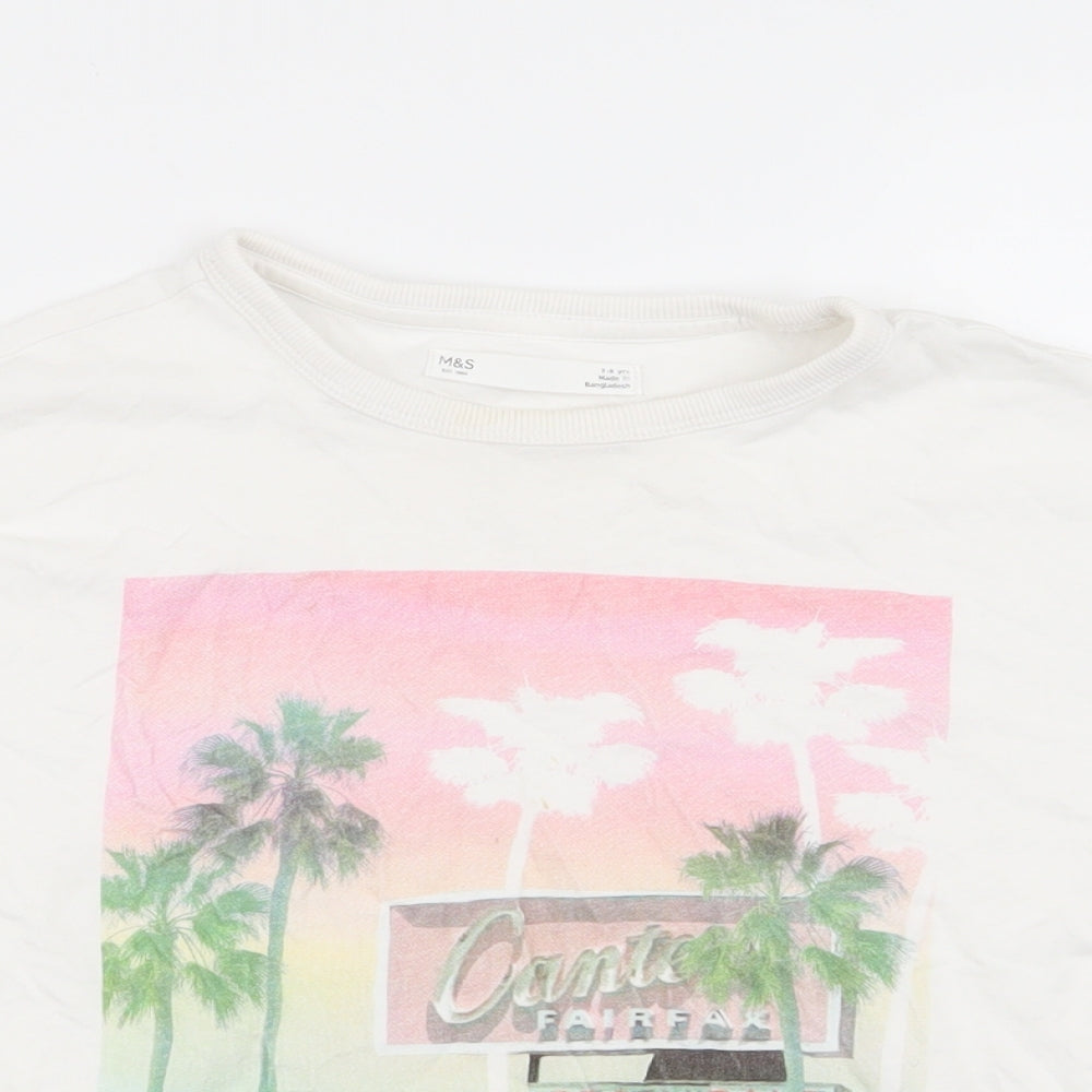 M&S Girls White   Basic T-Shirt Size 7-8 Years