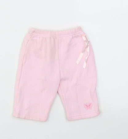 Additional front view of Early Days girls’ pink capri leggings, size 0-3, months