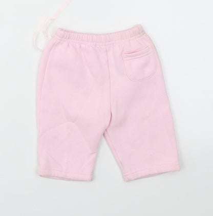 Back view of Early Days girls’ pink capri leggings, size 0-3, months
