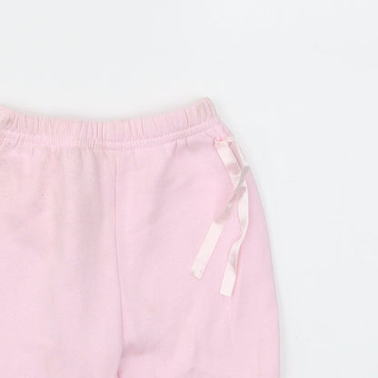 Close-up detail of Early Days girls’ pink capri leggings, size 0-3, months