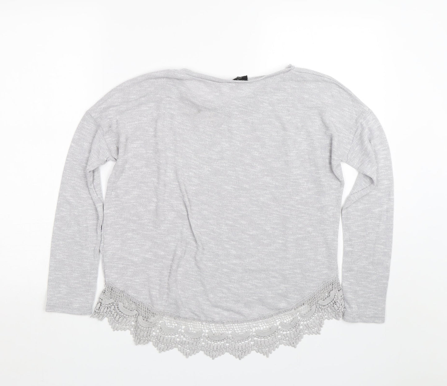 New Look Womens Grey Floral  Basic T-Shirt Size 12