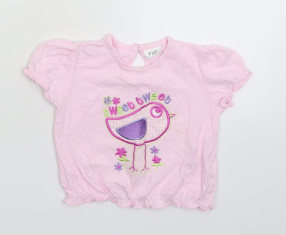 Additional front view of F&F girls’ pink basic t-shirt, size 12-18, months