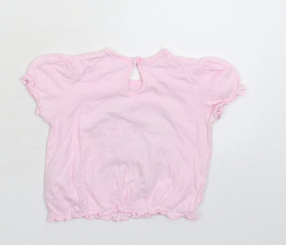 Back view of F&F girls’ pink basic t-shirt, size 12-18, months