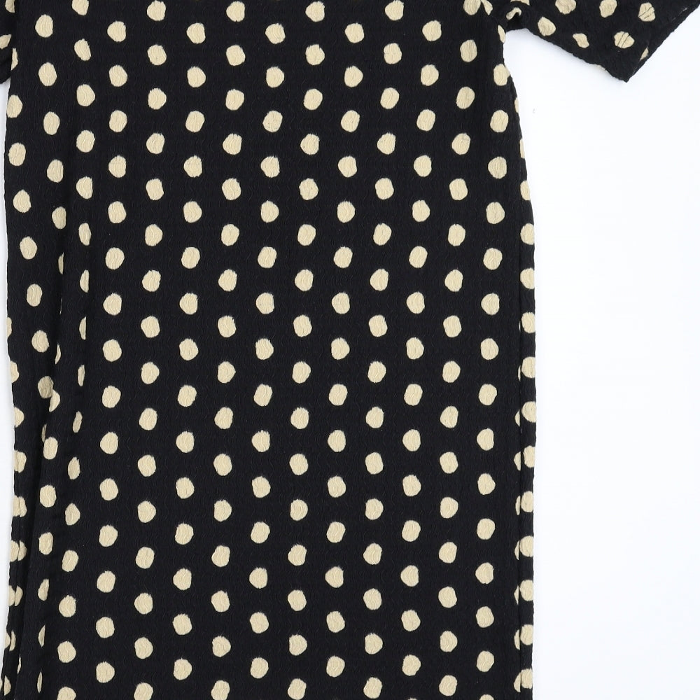 F&F Womens Black Polka Dot  T-Shirt Dress  Size 8