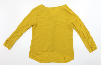 Back view of Atmosphere women’s yellow basic button-up, size UK 14