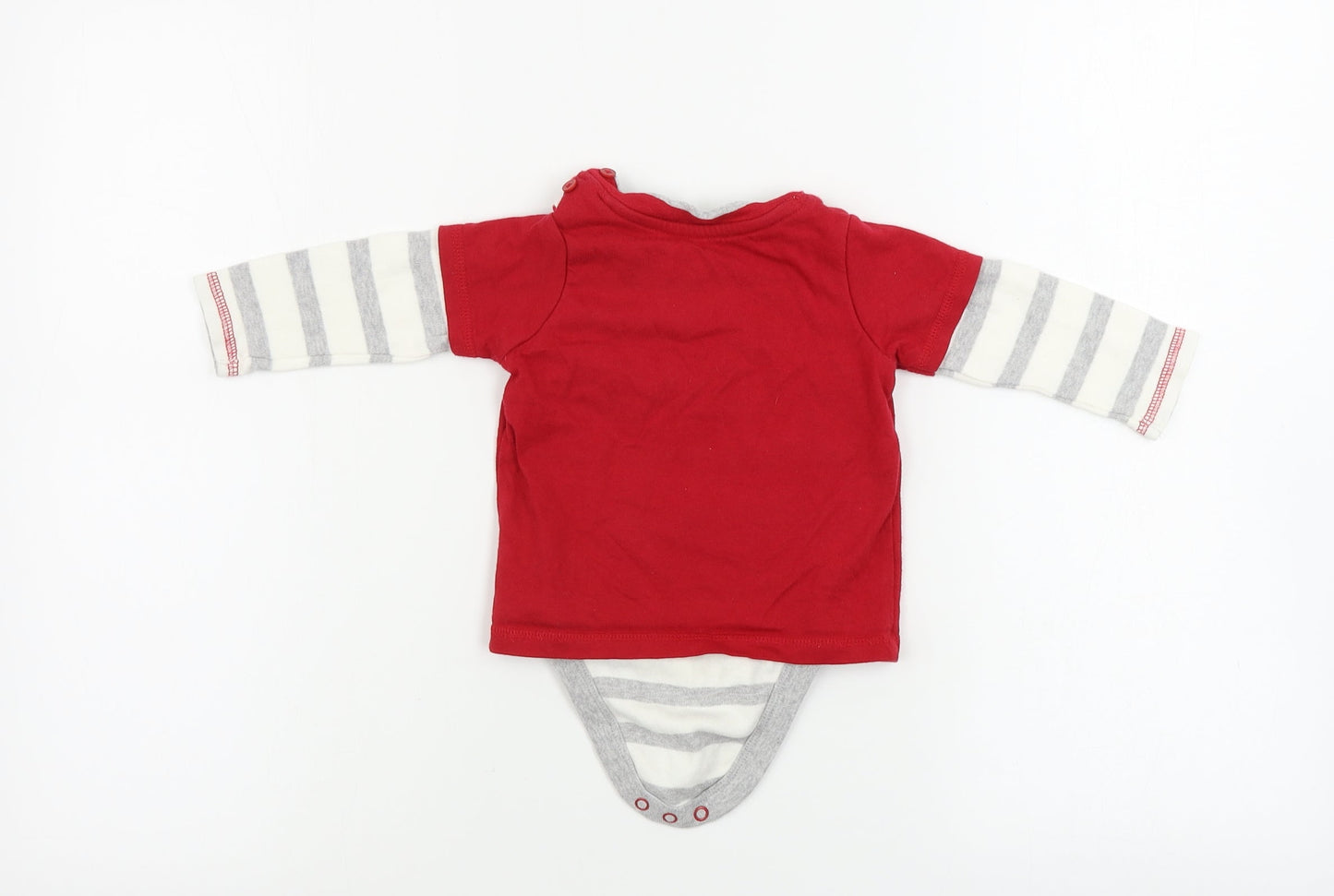 George  Boys Red Striped  Babygrow One-Piece Size 6-9 Months