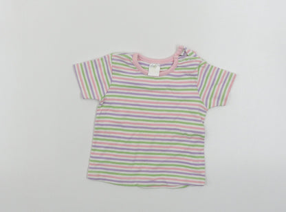 Additional front view of eddie girls’ white striped basic t-shirt, size 9-12, months