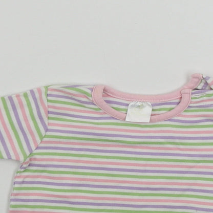 Close-up detail of eddie girls’ white striped basic t-shirt, size 9-12, months