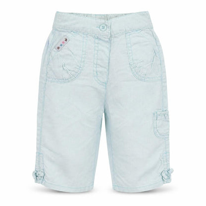 Front view of Cherokee girls’ blue cargo trousers, size 12-18, months