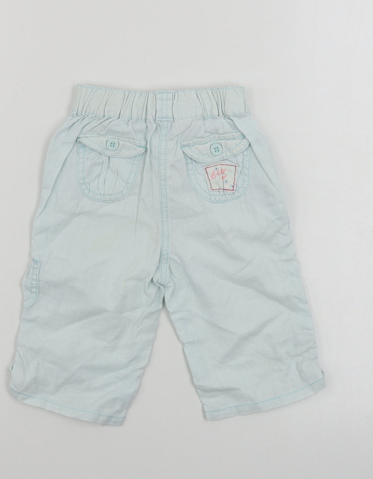 Back view of Cherokee girls’ blue cargo trousers, size 12-18, months