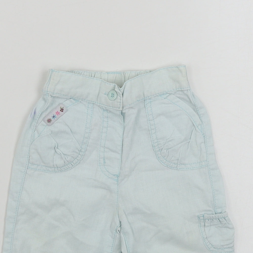 Close-up detail of Cherokee girls’ blue cargo trousers, size 12-18, months