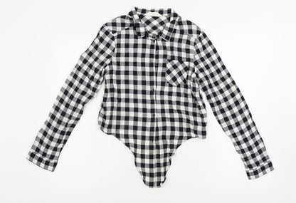 Additional front view of H&M girls’ white check basic button-up, size 13-14, years