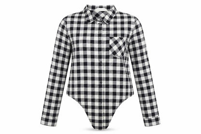 Front view of H&M girls’ white check basic button-up, size 13-14, years