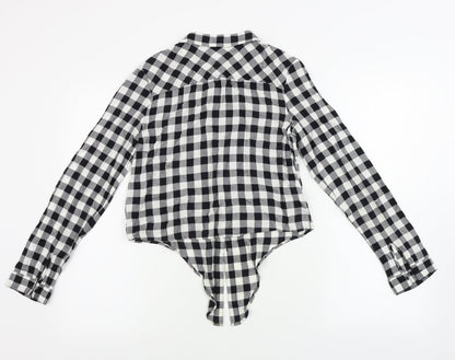 Back view of H&M girls’ white check basic button-up, size 13-14, years