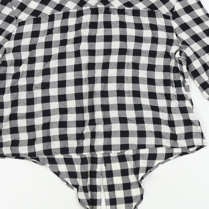 Brand and care label for H&M girls’ white check basic button-up, size 13-14, years