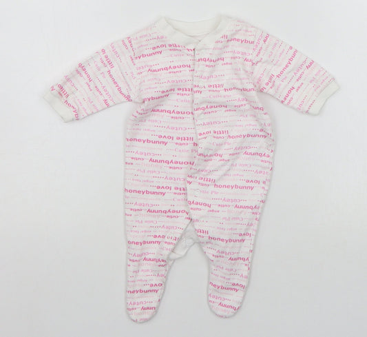 TESCO Baby White Geometric  Babygrow One-Piece Size Newborn