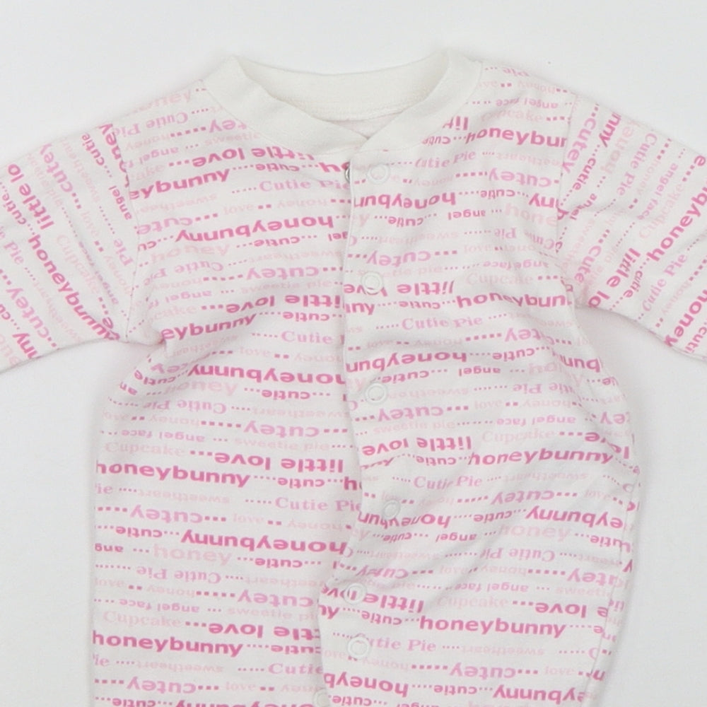 TESCO Baby White Geometric  Babygrow One-Piece Size Newborn