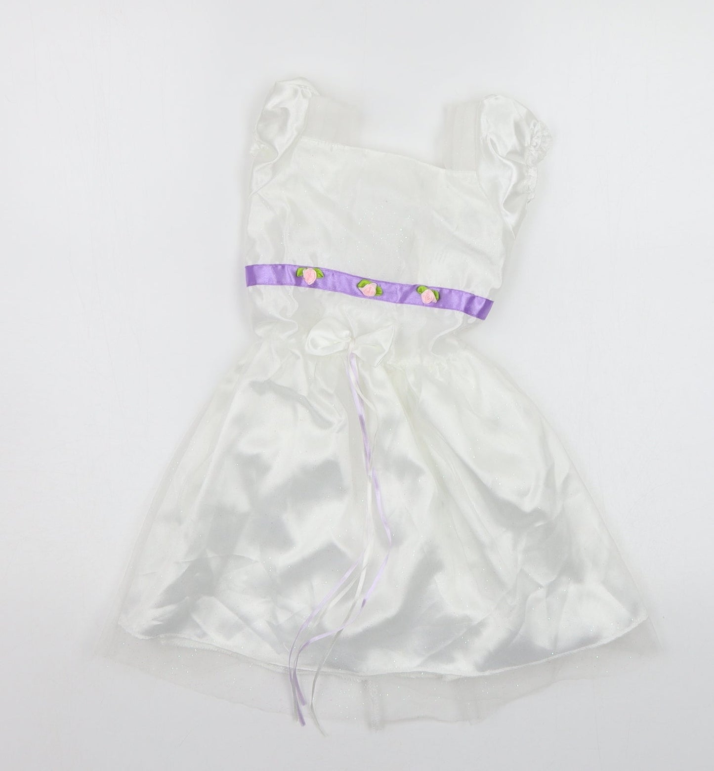Preworn Girls White   A-Line  Size 3 Years  - Glitter Detail