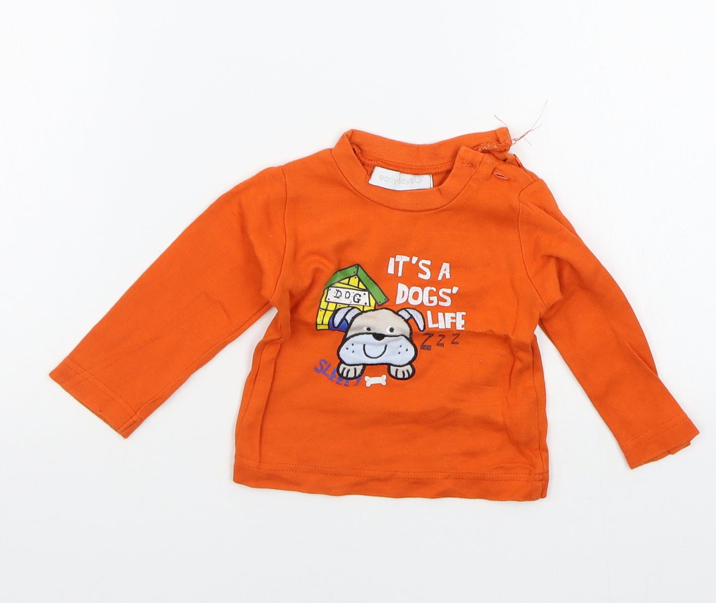 Earlydays Boys Orange Geometric  Basic T-Shirt Size 6-9 Months
