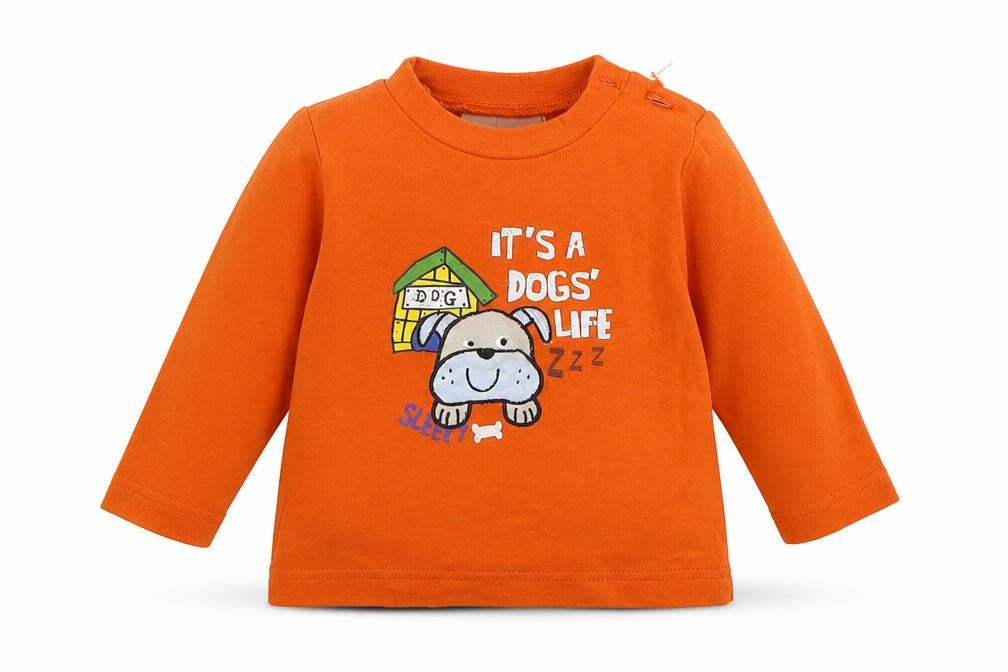 Earlydays Boys Orange Geometric  Basic T-Shirt Size 6-9 Months
