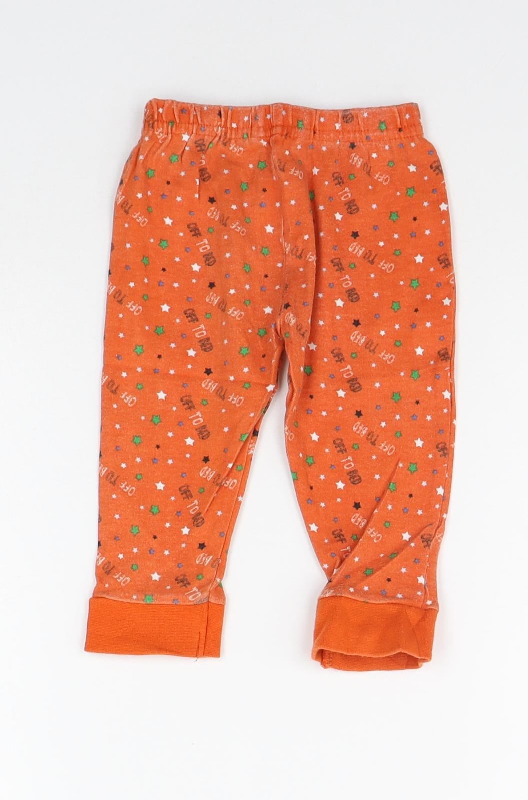Back view of Early Days girls’ orange geometric jogger leggings, size 6-9, months