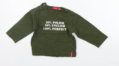 Additional front view of SIMPLY COLOURS Baby Green Basic T-Shirt, size 9-12, Months