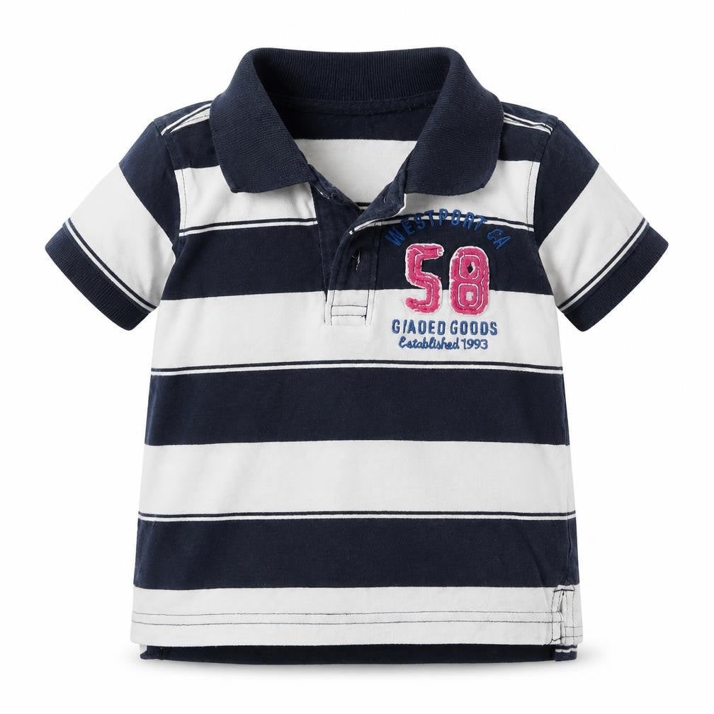 H&M Boys Blue Striped  Basic Polo Size 9-12 Months