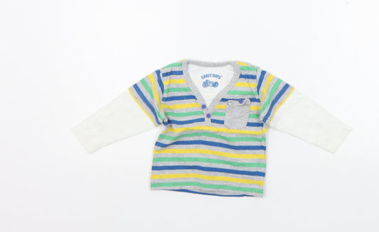 Earlydays Baby Multicoloured Striped  Basic T-Shirt Size 6-9 Months