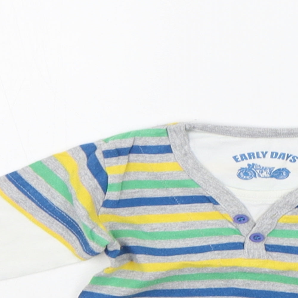 Earlydays Baby Multicoloured Striped  Basic T-Shirt Size 6-9 Months