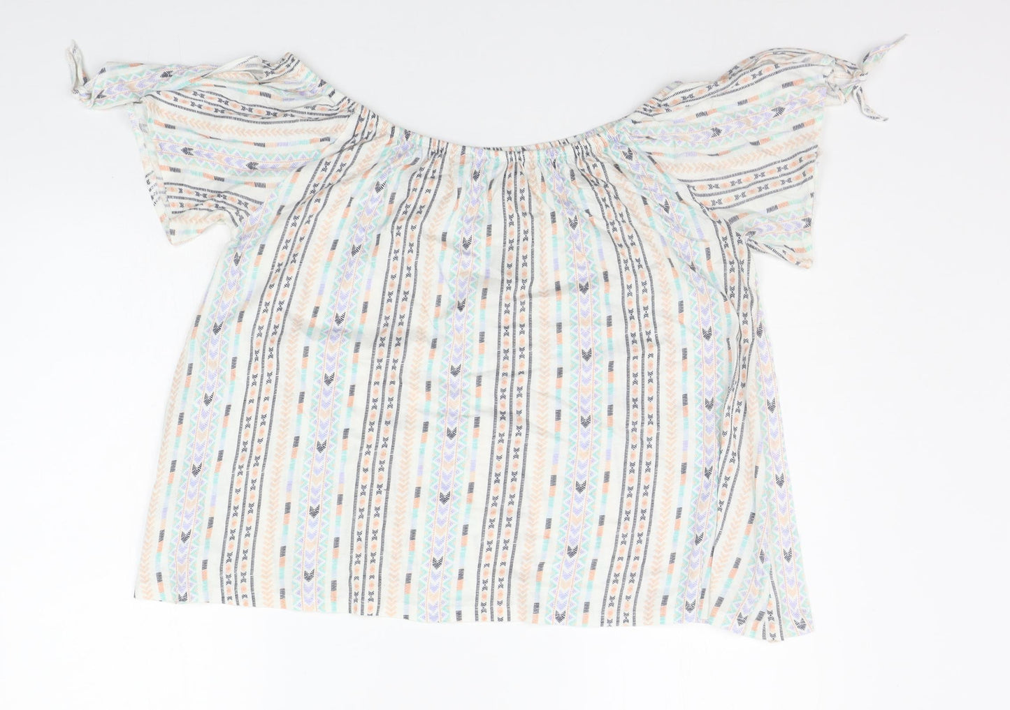 New Look Womens White Geometric  Basic Blouse Size 10